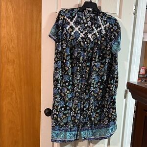 Floral Blue and Black Dress